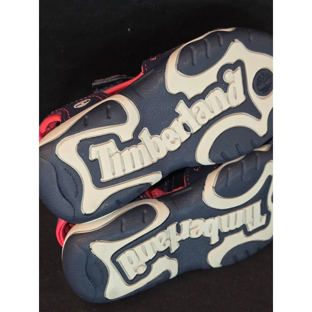 Timberland Toddler Girl's Sandals Size 8 Pink Navy Hook & Loop‎ Shoes New